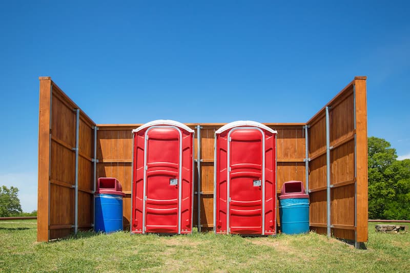 Short-term porta potty units staged for delivery in Marysville, Ohio